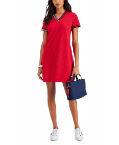 Tommy Hilfiger Dot-Print V-Neck T-Shirt Dress red | XS, S, M, L, XL