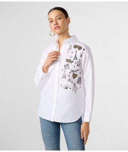 KARL LAGERFELD TOSSED SKETCHES WHITE SHIRT | XS, S, M, L, XL